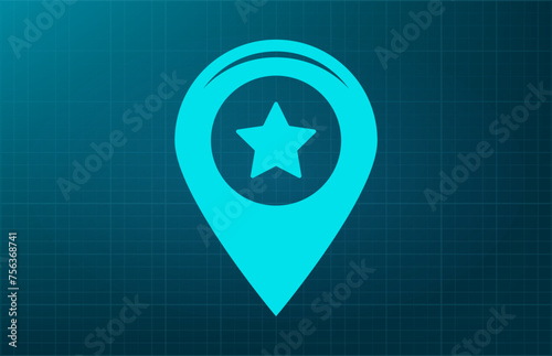 Label for map symbol. Vector illustration on a blue background. Eps 10