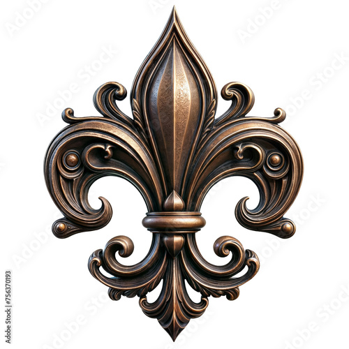 Elegant Bronze Fleur de Lis Cutout: Timeless Decorative Symbol photo