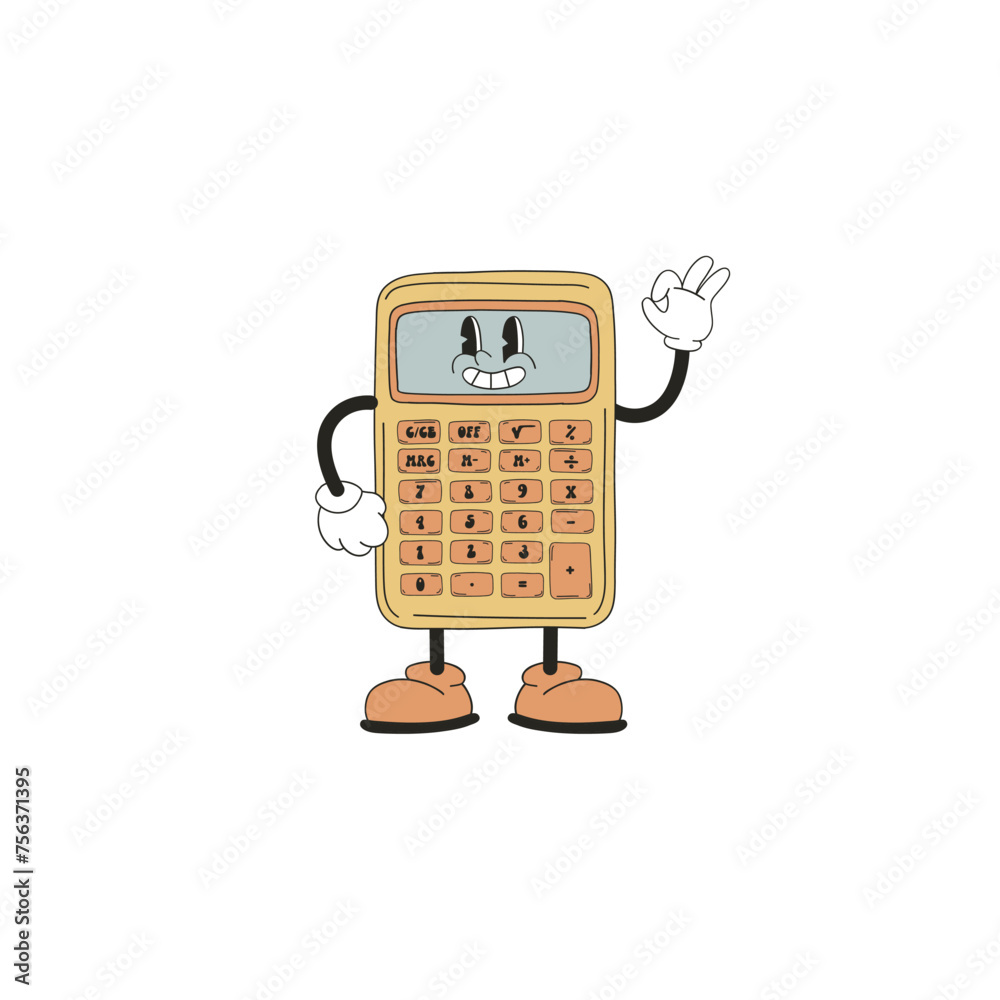 Funny Cartoon Calculator For Maths Lesson Vector Illustration Isolated Funny cartoon calculator for maths lesson vector illustration isolated