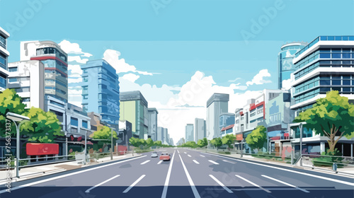 Street view with urban of Bangkok Thailand. Manga background