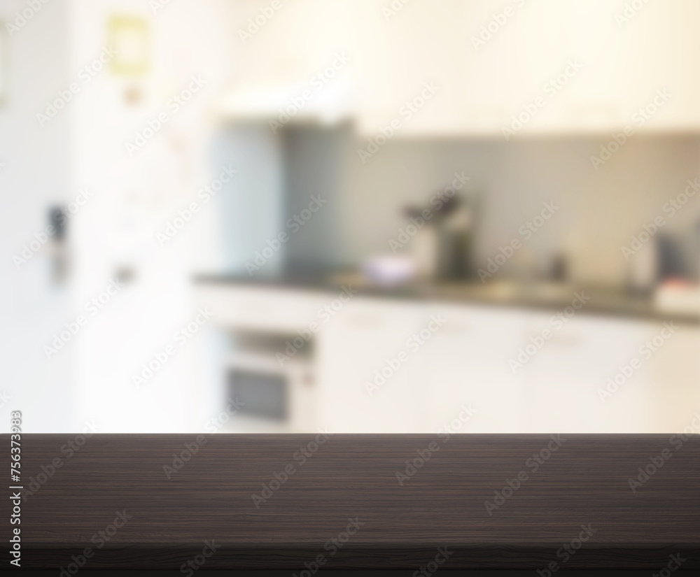 Table Top And Blur Kitchen Room of Background Table Top And Blur Kitchen Room of Background