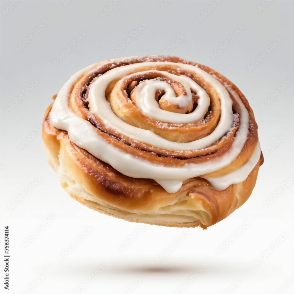 Sweet cinnamon bun roll swirl isolated over the white background Sweet cinnamon bun roll swirl isolated over the white background