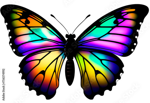 Colorful butterfly on transparent background. Generative AI. © JCLobo