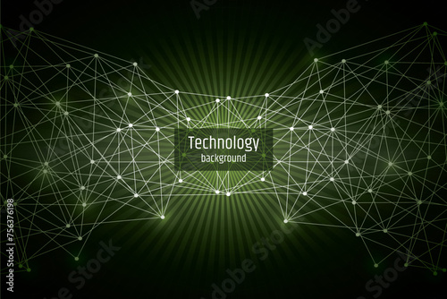 Abstract digital background of points and lines. Glowing black plexus. Big data. Network or connection. Abstract technology science background