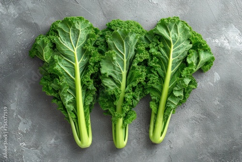 Kale leaves Green Fresh Organic on marble background, close up. Vegetable, raw kale salad for healthy vegetarian salad.