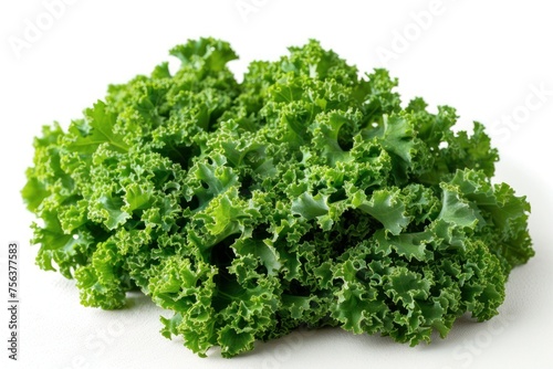 Kale leaves Green Fresh Organic isolated on white background, close up. Vegetable, raw kale salad for healthy vegetarian salad.