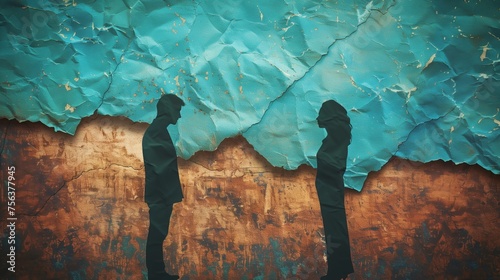 Conflict, divorce or quarrel between a man and a woman.