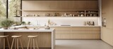 Minimalistic Scandinavian kitchen design with wood and white accents