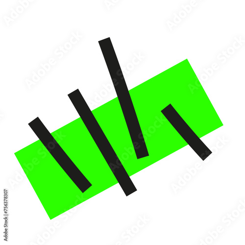 rectangle vert et traits noirs style memphis