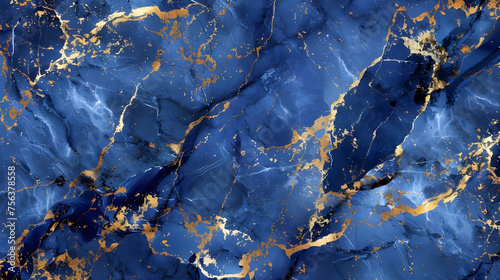 Blue Gold Marble Texture Elegant Background