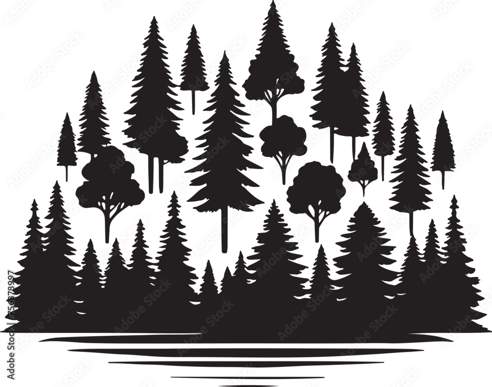 Tree forest Pain forest silhouette Vector Illustration