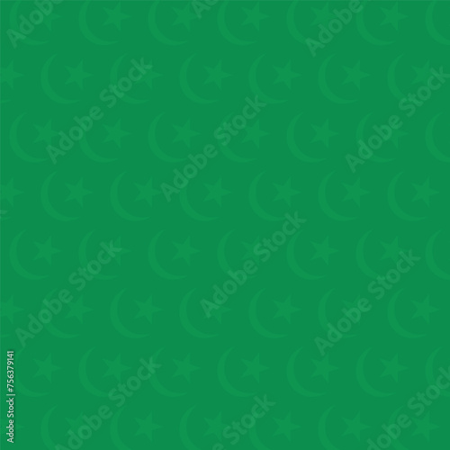 Green seamless pattern background with moon and star. Islamic pattern background.
