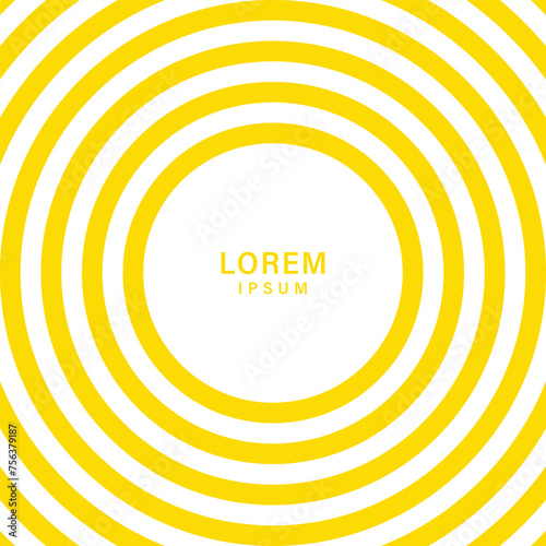 Abstract background with circles. White and yellow circles background. Yellow strips vector background with copy space for text