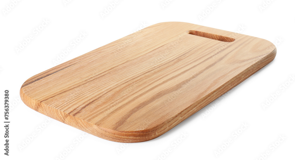 One wooden cutting board on white background One wooden cutting board on white background