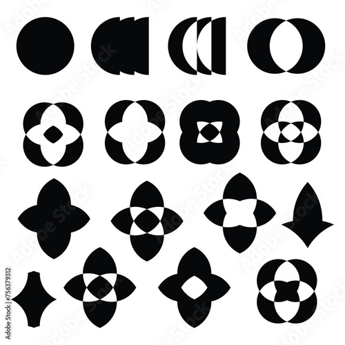 Abstract geometric Y2K shapes. Abstract basic geometric vector shapes collection. Design elements