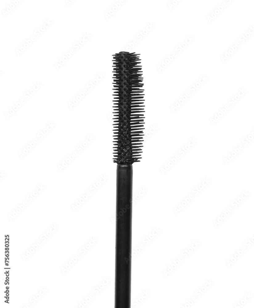 One mascara applicator isolated on white, top view. Makeup product One mascara applicator isolated on white, top view. Makeup product
