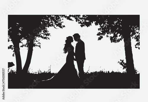 Couple of silhouette vector illustration