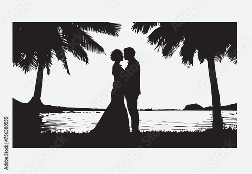 Couple of silhouette vector illustration
