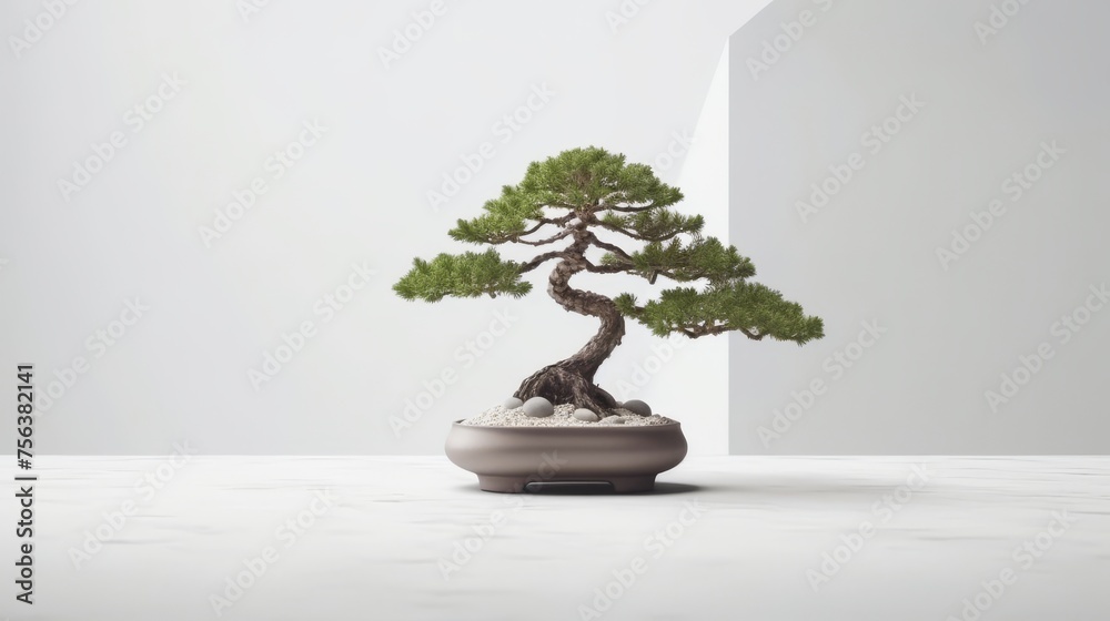 a bonsai tree with white background. Negative space. Free space for text. Generative AI a bonsai tree with white background. Negative space. Free space for text. Generative AI