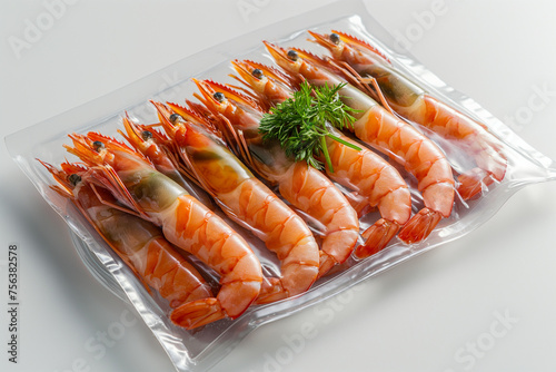 Plastic Bag Filled With Shrimp on Table