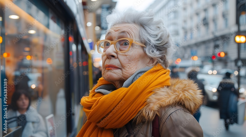 Solitude in the Street: An Elderly Lady Lost in the Urban Landscape
