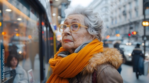 Solitude in the Street: An Elderly Lady Lost in the Urban Landscape