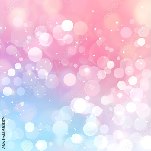 A pink and blue background with many small white circles.