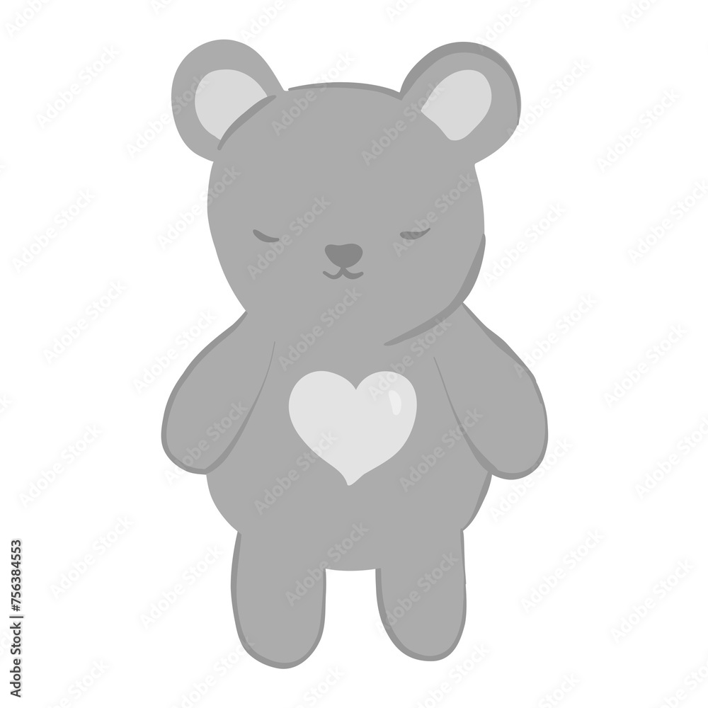 teddy bear with heart grey