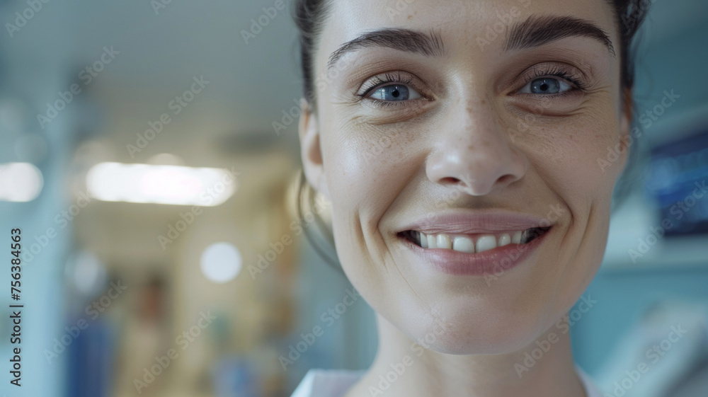 Upbeat dentist with a welcoming, reassuring smile. Upbeat dentist with a welcoming, reassuring smile.