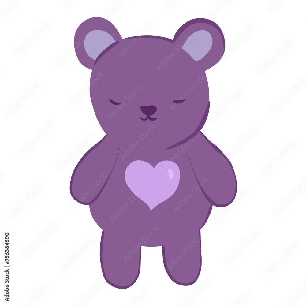 teddy bear with heart purple