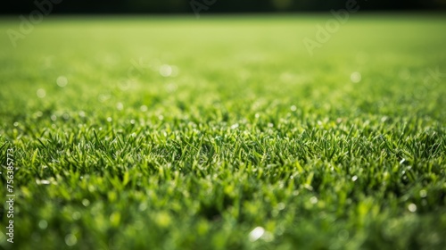 Close-up of green grass field with blurred background photo