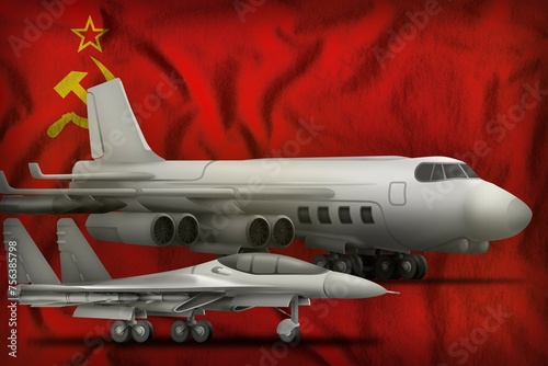 Soviet Union (SSSR, USSR) air forces concept on the state flag background. 3d Illustration