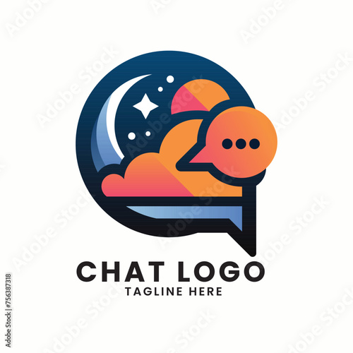 Online platform messaging app or social media message chat icon vector logo design template concept illustration