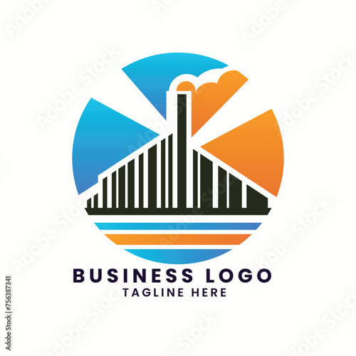 Abstract business real estate house building company factory vector logo concept symbol elements design template of business logo