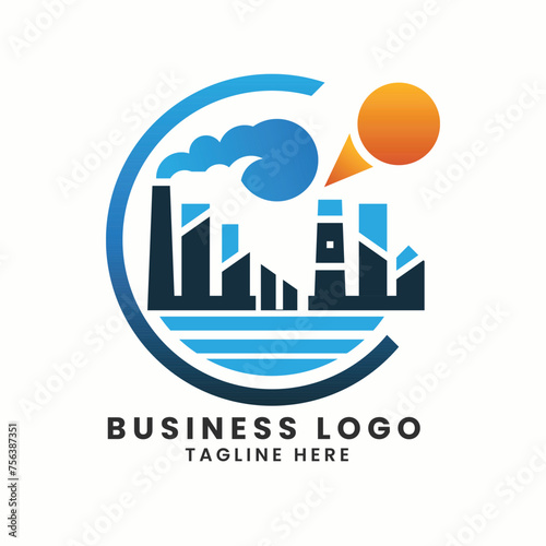 Abstract business real estate house building company factory vector logo concept symbol elements design template of business logo