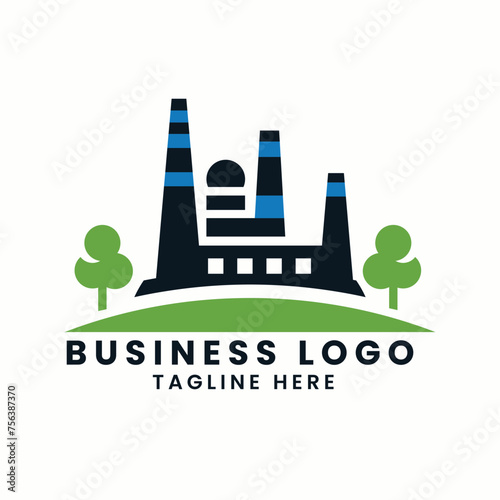 Abstract business real estate house building company factory vector logo concept symbol elements design template of business logo