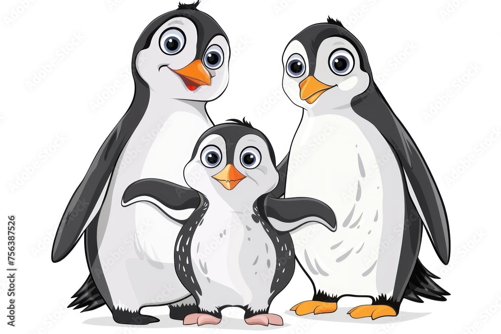 Obraz premium penguin family happy and smiling close up