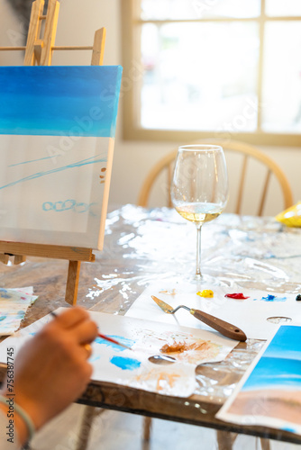 Art and Wine workshop. Painting classes for adults.