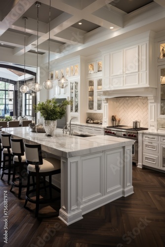 Modern Farmhouse Kitchen With White Cabinets and Hardwood Floors