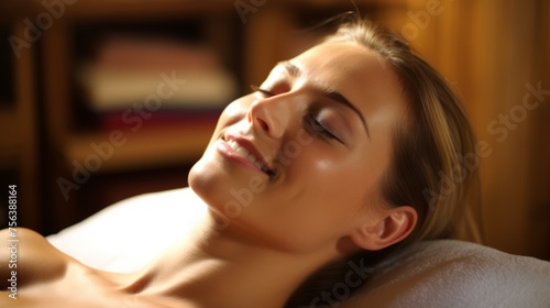 Relaxing caucasian woman getting a massage