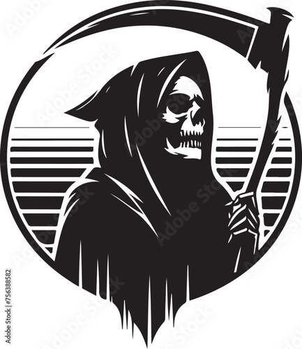 Silhouette of a grim reaper isolated on white background