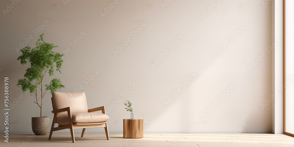 Obraz premium Scandinavian interior design with home decor. Cozy house with room with indoor plants. Bedroom, living room. Hostel, housing rental, guest apartment.