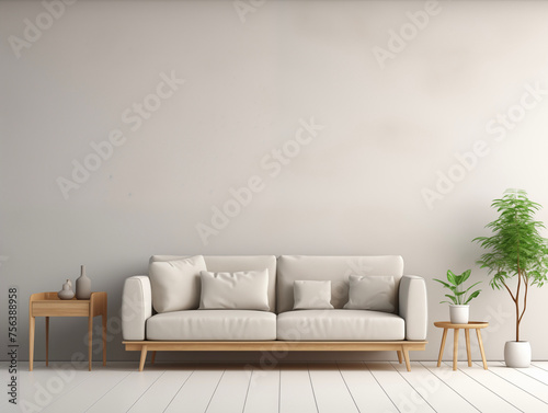 Scandinavian interior design with home decor. Cozy house with room with indoor plants. Bedroom, living room. Hostel, housing rental, guest apartment.