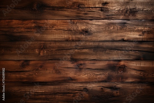 Old wooden background texture of dark brown wood planks photo