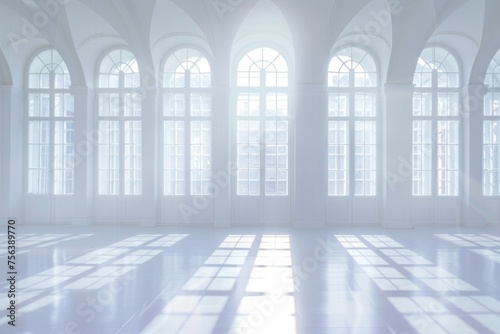 large white windows in a room with wood floors