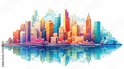 A futuristic cityscape with skyscrapers shaped like