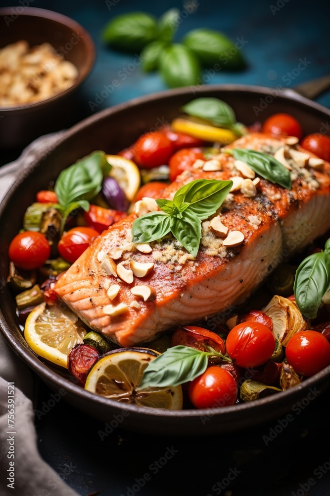 Salmon with roasted vegetables