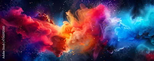 A dynamic and colorful splash background that vibrantly bursts forth, symbolizing creativity and energetic expression in a visually stunning display. © vadymstock