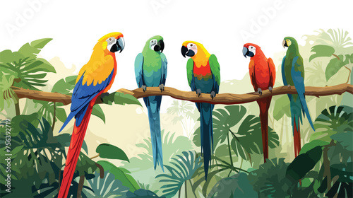 A group of colorful parrots chatting and mimicking © Mishi