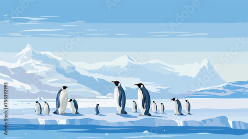 A group of emperor penguins huddled together 